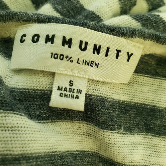 Aritzia Community Slub Linen Knit Racerback Mini Dress Blue Stripe Sz S - Picture 5 of 5